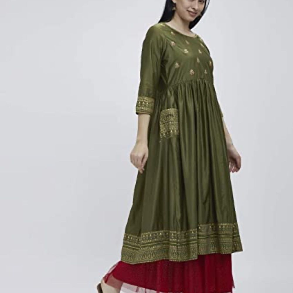 Srishti Olive Green Kurta Dress NWT Sz XL‎